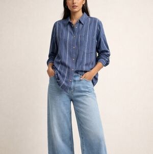 Sonoma Geometric Southwestern Striped Cotton Button Down Shirt Size Large